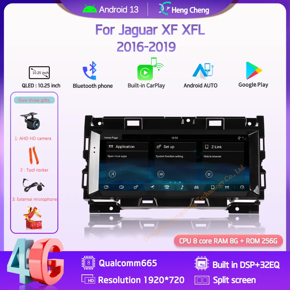 

10.25" For Jaguar XF XFL 2016-2019 Car Multimedia Video Player GPS Navigation Radio Android13 8+256G 8Core CarPlay 4G 360Camera