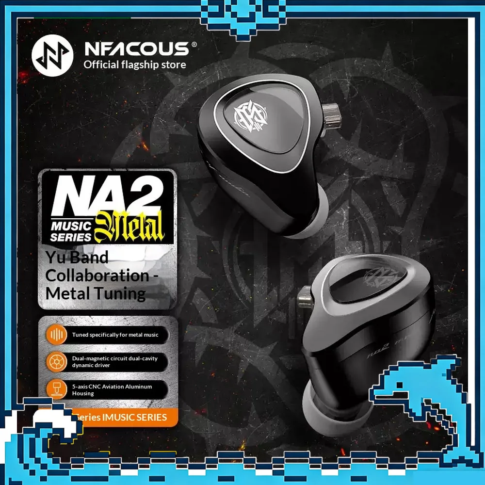 NF Audio NA2 Metal Dynamic Driver Wired HiFi In Ear Earphones Rock Music Collaboration Edition For Gifts