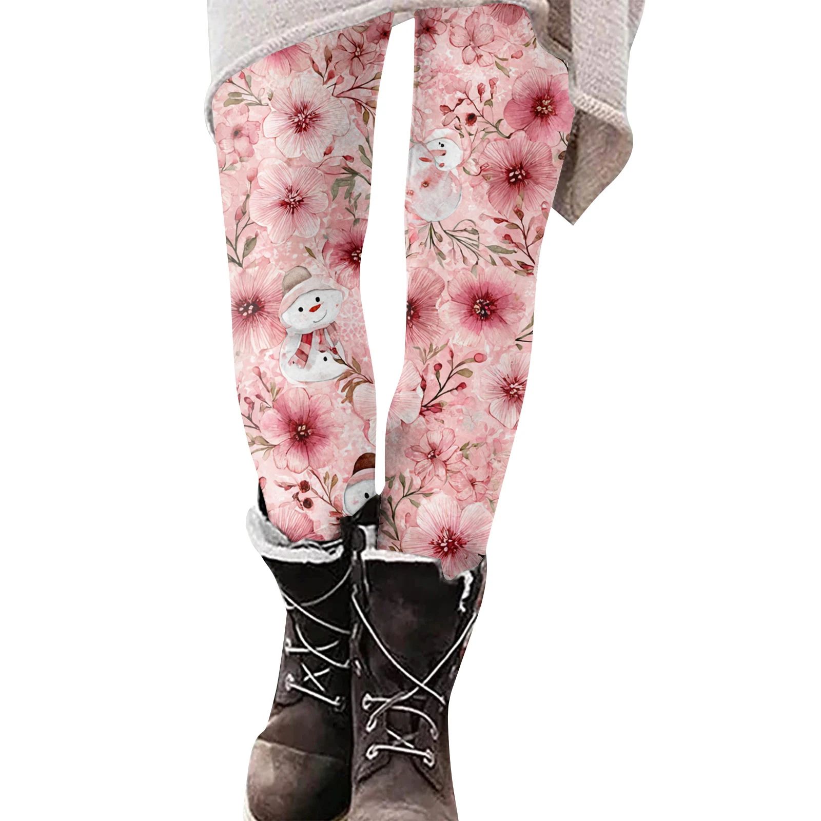 سراويل ضيقة نسائية من البوليستر اللدنة تمتد مرونة الخصر ملابس الشارع الشهير بانت عيد الميلاد ندفة الثلج جرافيك في الهواء الطلق بنطلون 2025