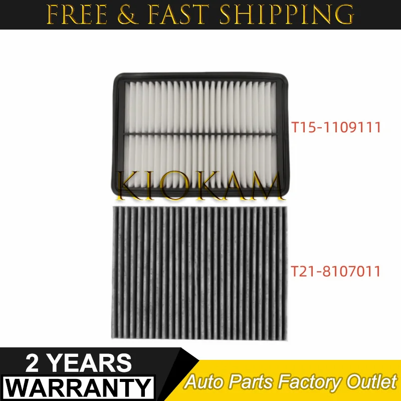

2PCS T15-1109111 T21-8107011 Car Engine Air Filter Conditioning Filter For Chery Tiggo 5x 1.5T Tiggo 7 1.5T 2.0L Tiggo 8 1.5T