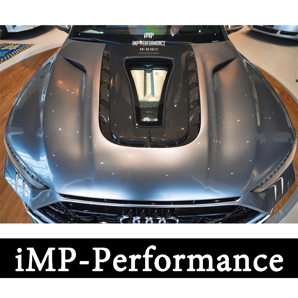 IMP Performance Style Partial Carbon Fiber RS7 C8 Hood Bonnet Engine Cover For 2019-2024 RS7 S7 C8 Type I Hood w/ Glass