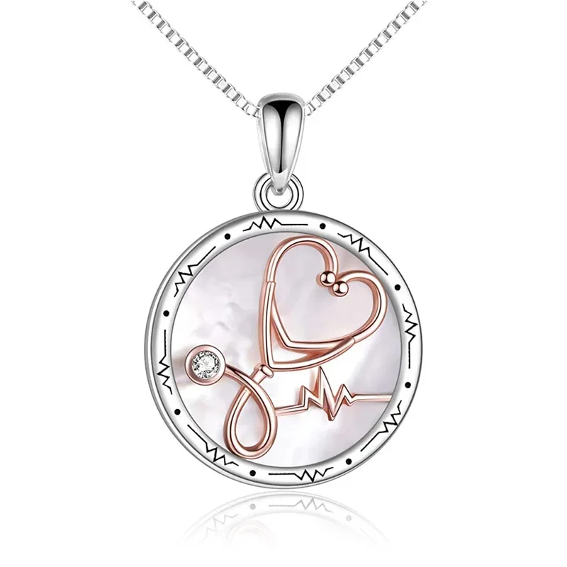 שרשרת סטטוסקופ מינימליסטי יצירתי אישית עבור נשים פגז לבן אחות שרשרת מתנה לרופאים