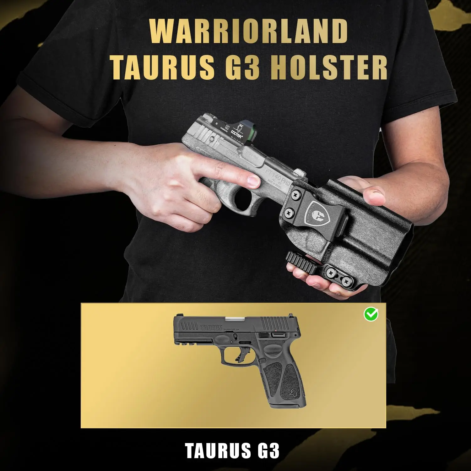 Only For Taurus G3,IWB Kydex Holster with Claw,Click Sound,Fast Draw Outdool Tactical Pistol Cases Right Gun Bags,Claw 4
