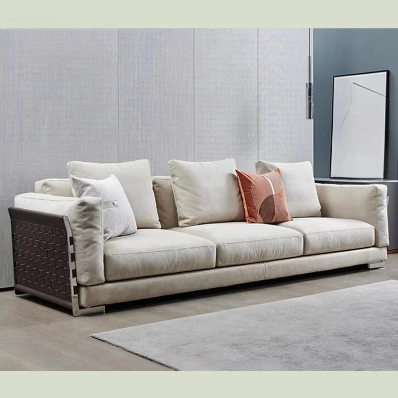 Rope Braided Armchair Chrome Frame Solid Wood Modern Lounge Chair