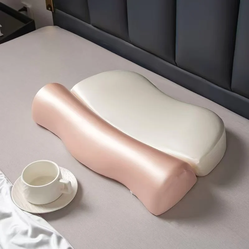 Cooling Smooth Super Soft Memory Foam Double Traction Pillow For Sleeping Slow Rebound Pink Neck Pillow Adult Bedding Detachable