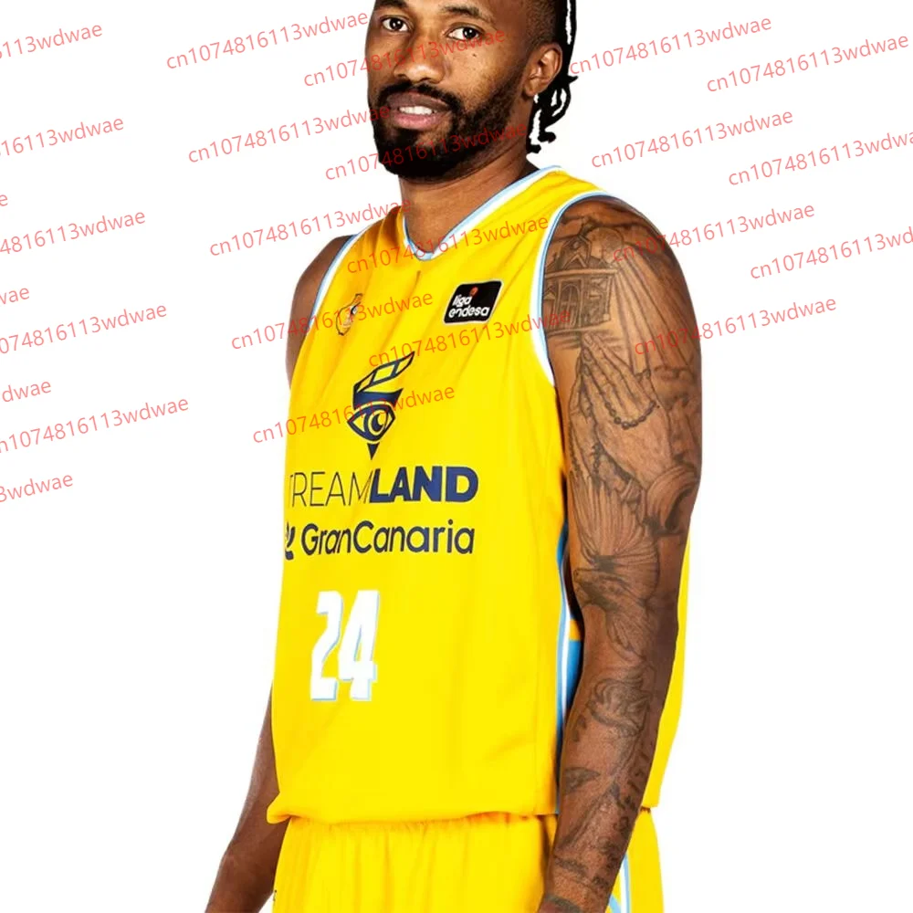 اسبانيا كرة السلة الدوري 26 جيرسي الرجال سترة رياضية غران كاناريا كرة السلة جيرسي كيت برايان أنغولا-روداس 24 سترة طفل جيرسي كيت