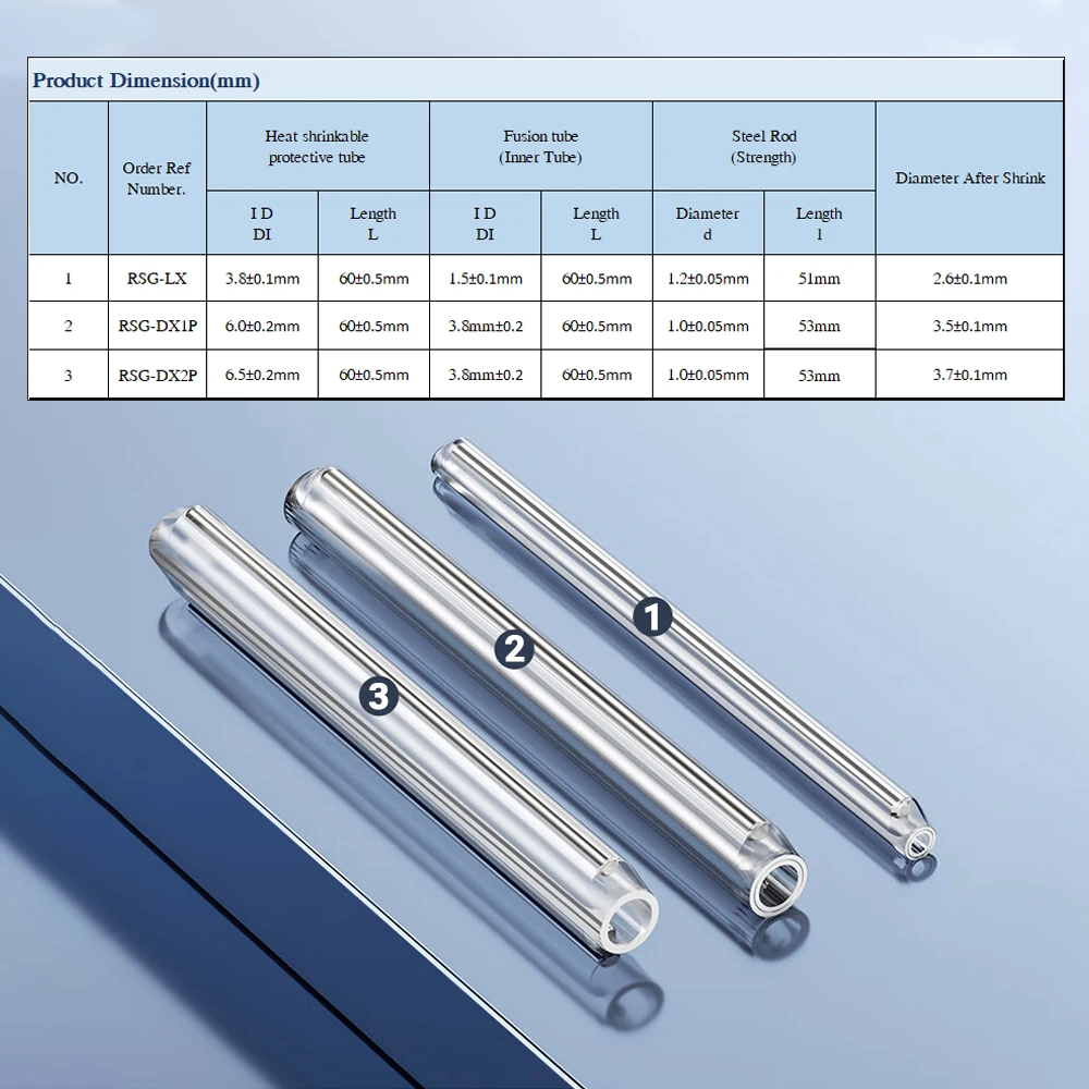 ZoeRax Heat Shrinkable Tubing Fiber Optical Cable 60mm Dia Fusion Splice Protection Sleeve Heat Shrink Tube Fiber Optic Hot Melt