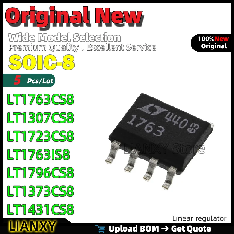 

SOIC-8 LT1763CS8 LT1307CS8 LT1723CS8 LT1763IS8 LT1796CS8 LT1373CS8 LT1431CS8 LT1762EMS8 Линейный регулятор Новый оригинальный