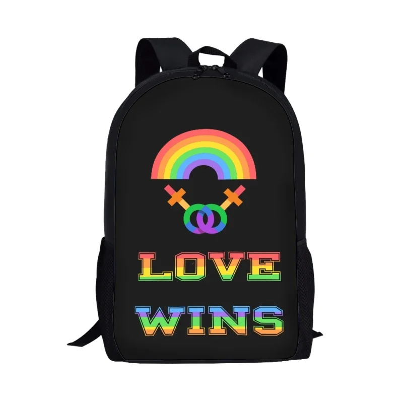 Rainbow Text Pattern LGBT Printing School Backpack for Children Cartoon Student Durable School Bag Unisex Backpack Lightweight