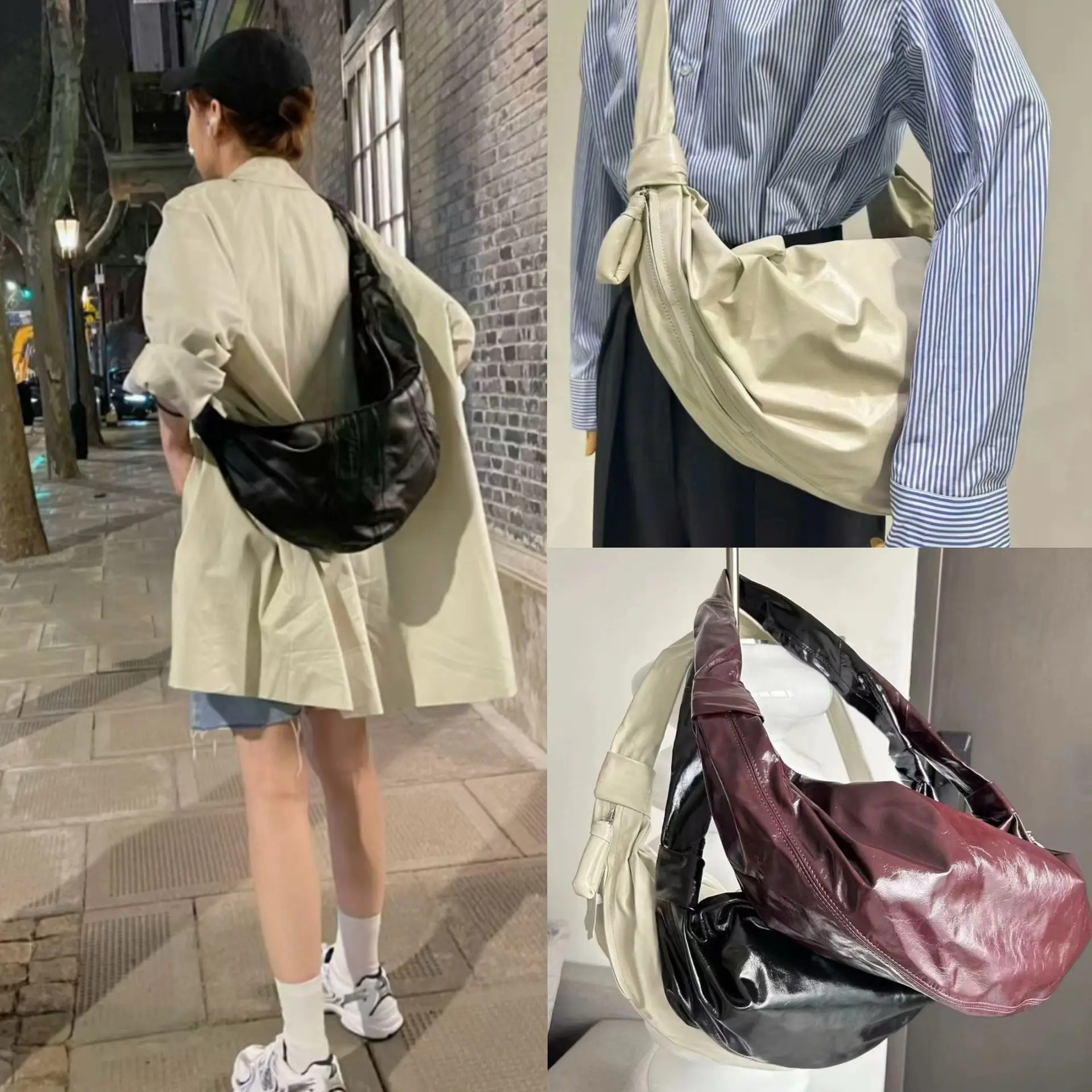 

Women'S Versatile Commuting Croissant, Large Cowhide High-End TextureCan Be Praised Dumpling Wrap Genuine Leather Crossbody Bag