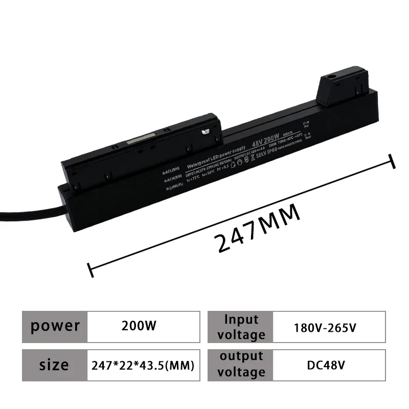 Aoyuansea-Driver de alimentação para luz de trilha, lâmpada magnética, baixa tensão, potência isolada, AC 220V para DC 48V, 100W, 200W, 2A, 4A