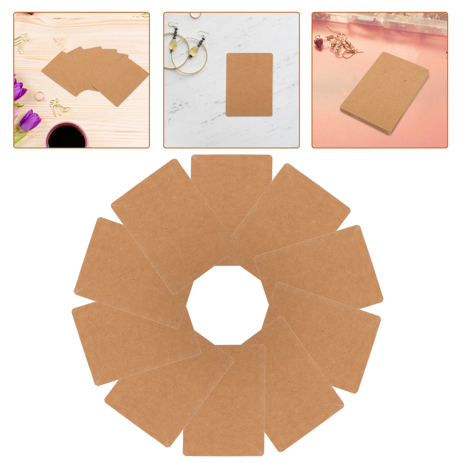 

50Pcs Packaging Card Paper Jewelry Kraft Paper Earring Display Cards for Studs Necklaces DIY Label Write Printable Sturdy