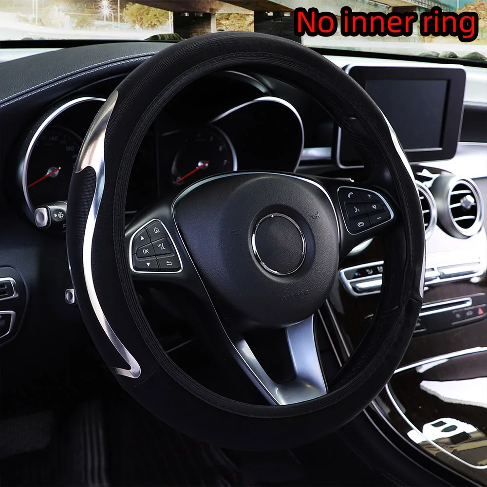 Shiny Skin PU Leather Dynamic Car Accessories without Inner Ring Steering Wheel Cover Suitable for 14.5-15inch