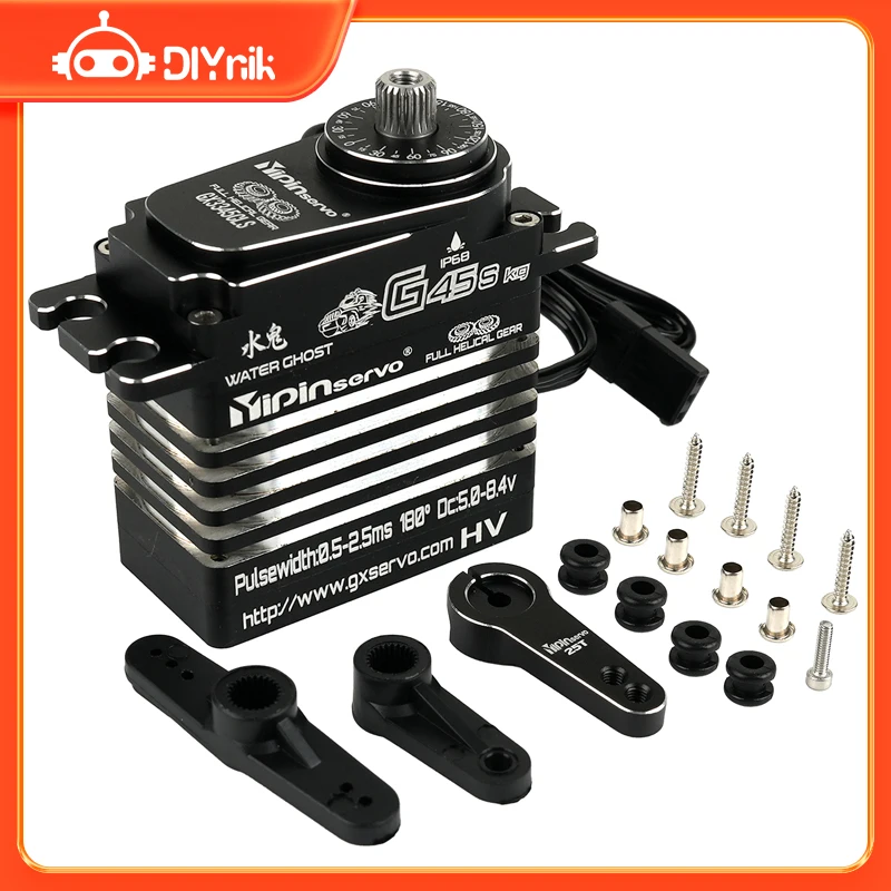 45KG Waterproof IP68 Digital Servo RC Coreless Motor 180/270/360 Degree High Torque RC Model Car Industrial Grade Robotic Servo