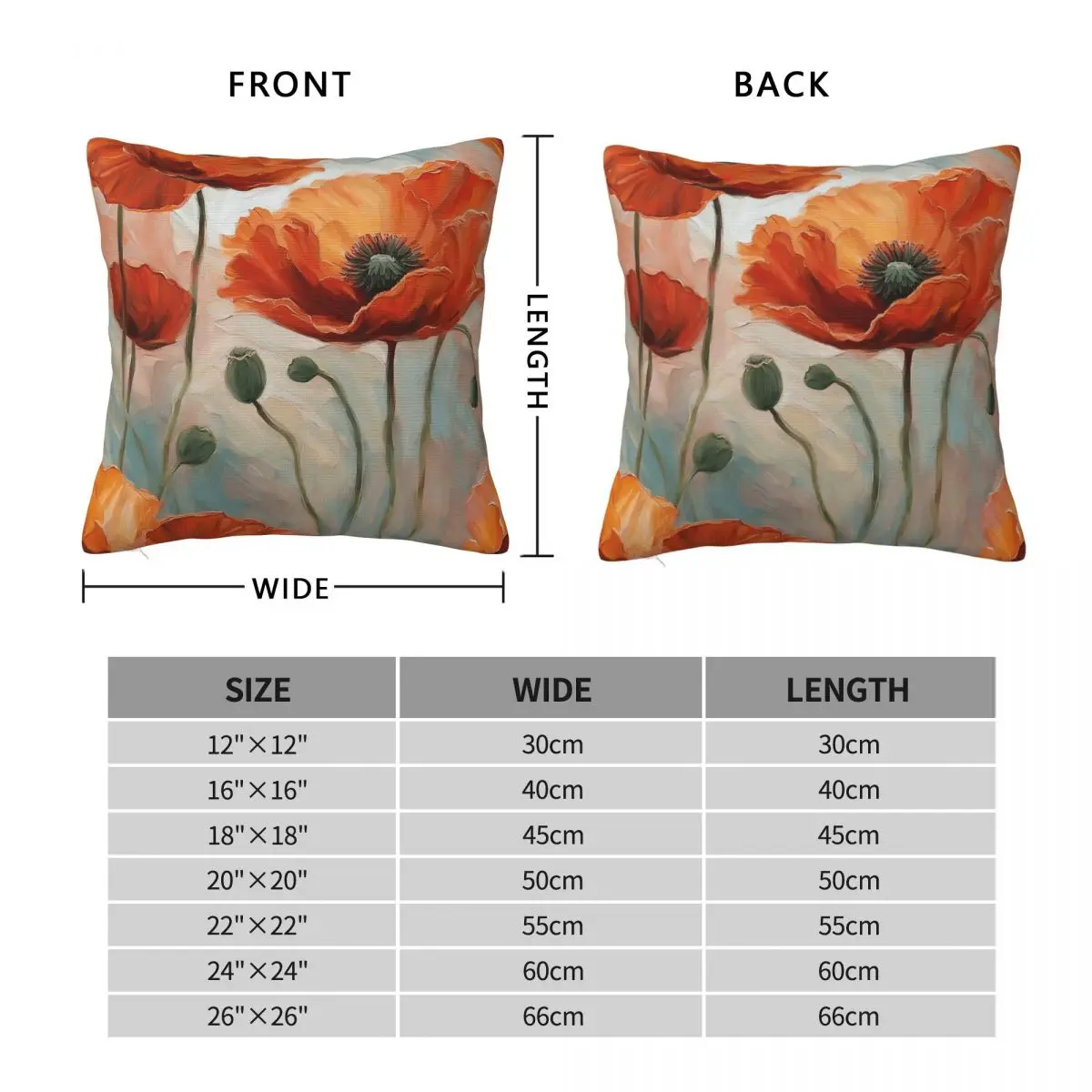 Dawning Hope Poppy Impasto Square Pillowcase Polyester Linen Velvet Printed Zip Decorative Pillow Case Home Cushion Cover