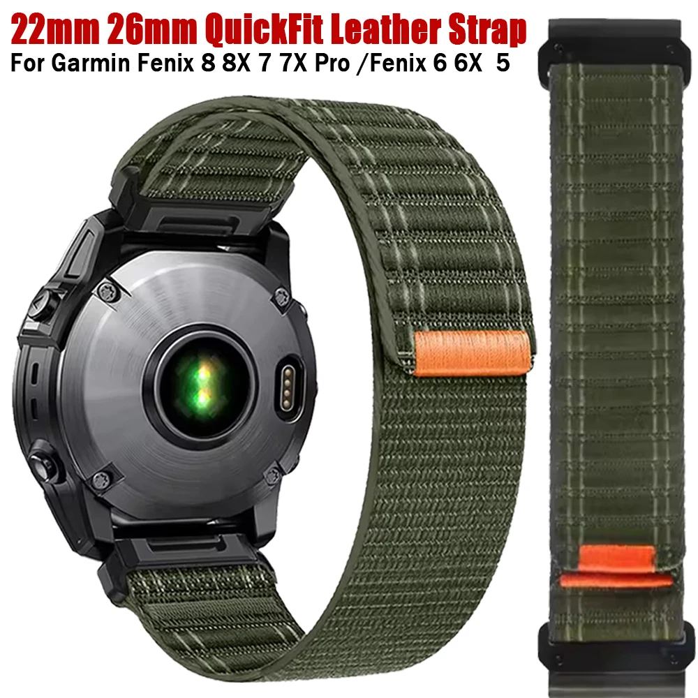 Sports Nylon Loop QuickFit 26mm 22mm Band For Garmin Fenix 8 47mm 51mm E 7 7X 6 6X 5/Epix Pro/Enduro/TACTIX/Forerunner 965 Strap