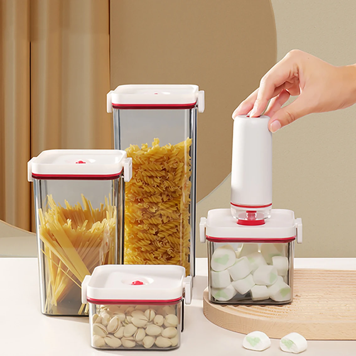 

Vacuum Food Storage Container, Fridge Sealed Storage Box with Lids, Large Capacity, Dishwasher Safe Food Dispenser, Kitchen