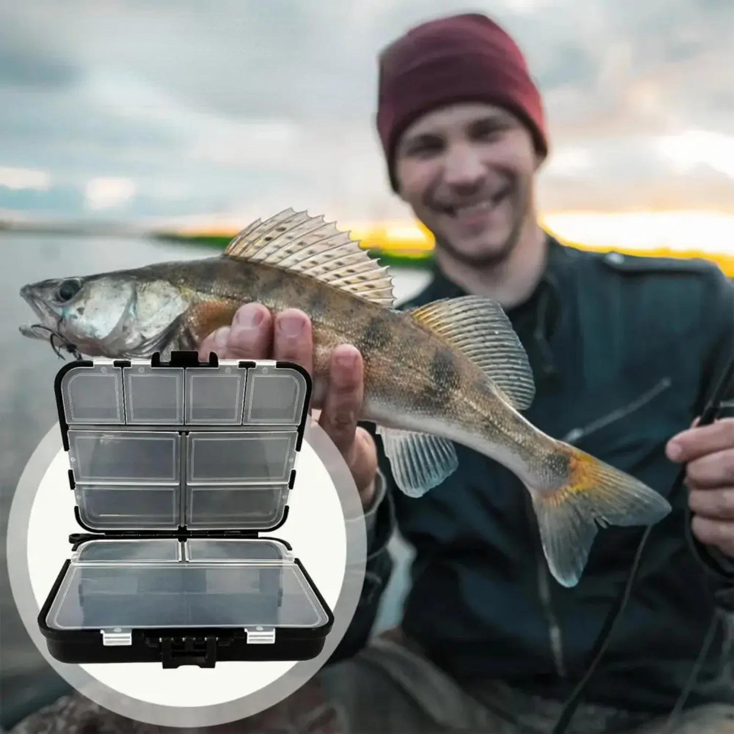 

12 Compartments Fishing Lure Box Double-layer Fishing Box Double Layers Portable Fishing Lure Box with 12 Compartments Bait