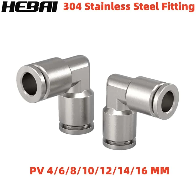 

HEBAI PV Type 304 Stainless Steel Quick Connect Fitting, Pneumatic Air Hose Coupler Adapter for 4/6/8/10/12/14/16mm OD Tube