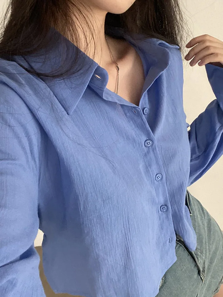 Summer Women's Casual Shirt Summer Solid Color Lapel Back Strap Casual Fashion Chiffon Long Sleeve Sun Protection Cardigan Shirt