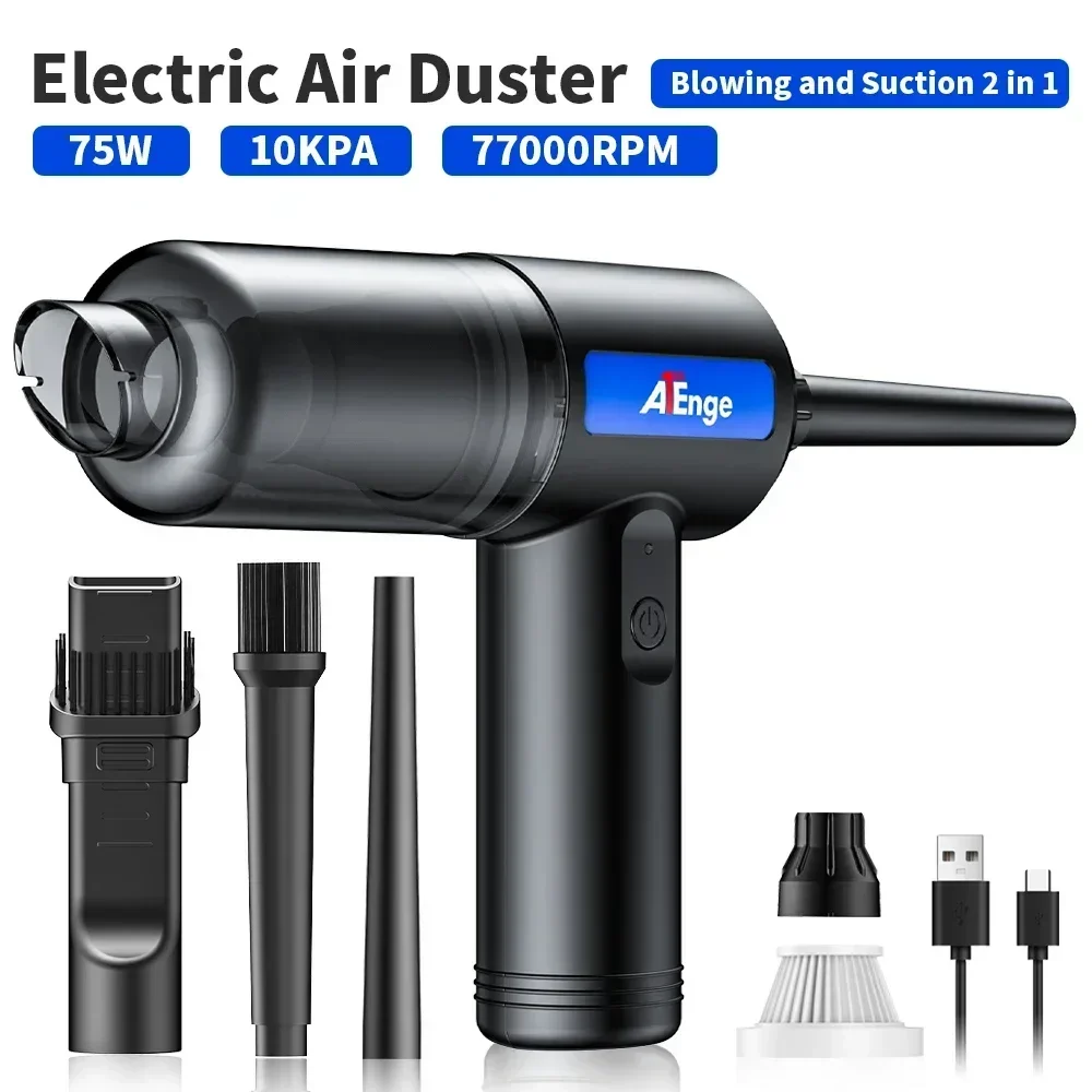 

Electric Compressed Air Duster 2 in 1 Cordless Car Vacuum Cleaner Powerful Handheld Dust Air Blower for Pet Hair Office Keyboard