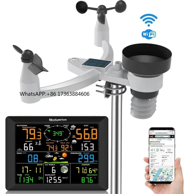 

7-in-1 Weather Station Indoor Outdoor Temperature Humidity Wind Speed Direction Rain UV Wireless
