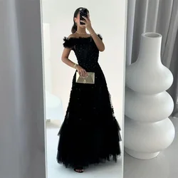 ROYET Pleat Luxury Crystals Sleeveless Off The Shoulder A Line Evening Party Dress Floor Length Elegant Formal Prom Gown New