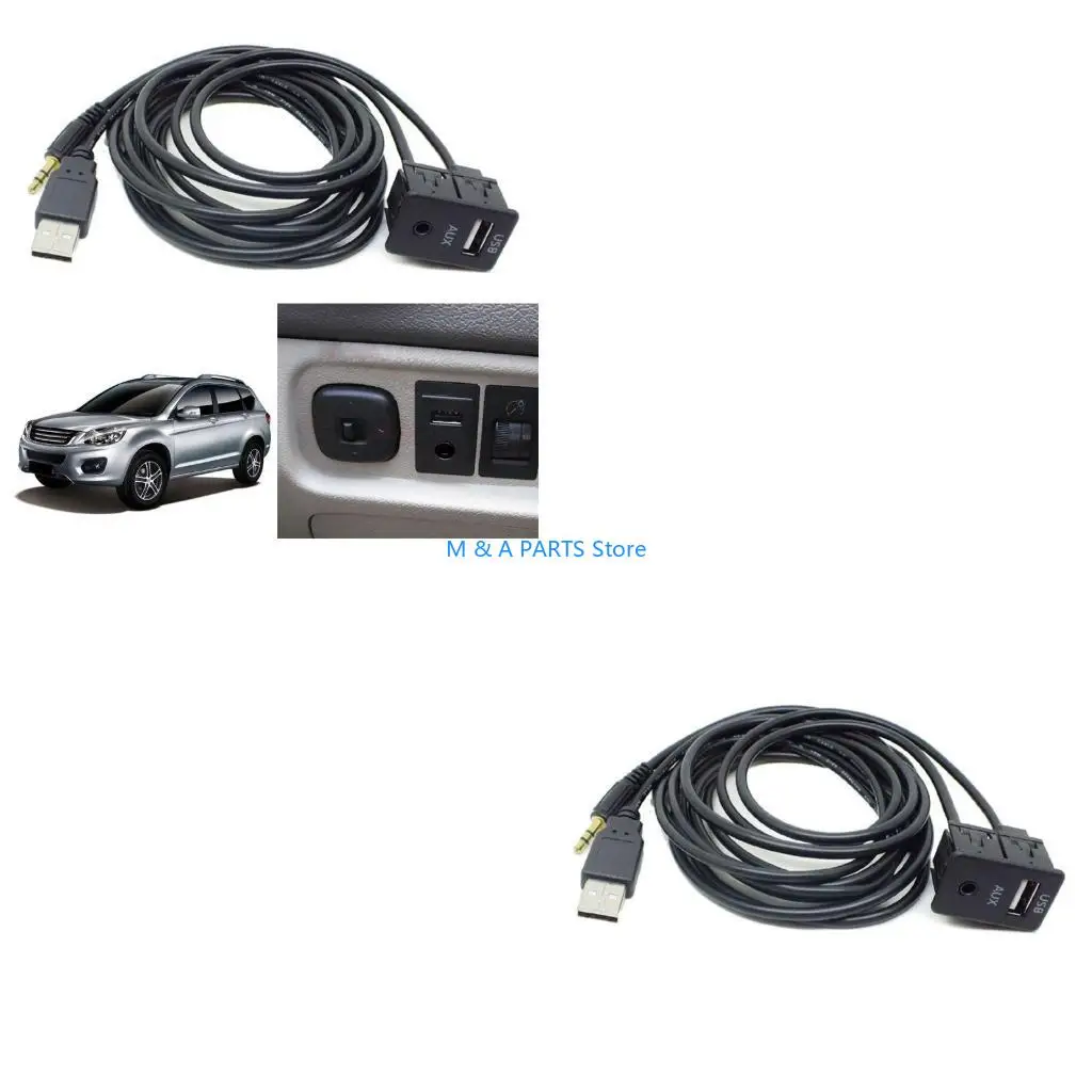 U1JF Car Boat Flush Mount Usb Port Panel Extension Cable Adapter 1.5m