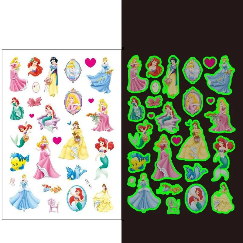 Frozen Anna Luminous Tattoo Sticker Cartoon Disney Princess Crianças Braço Rosto Brilhante Tatuagem Crianças Descartáveis Tatuagem Corporal