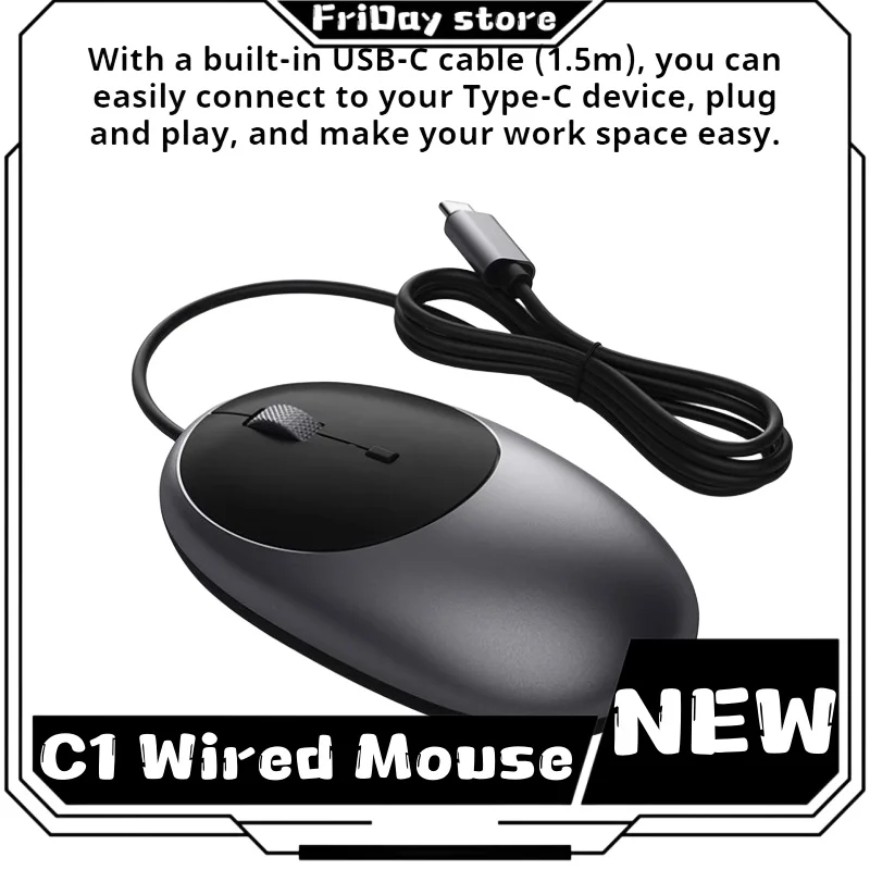 C1 Wired Mouse Aluminum Alloy Sihell Roller 4speed Dpi Lightweight Design Portable Ergonomic Gaming Mouse Kingdom Come Deliveran