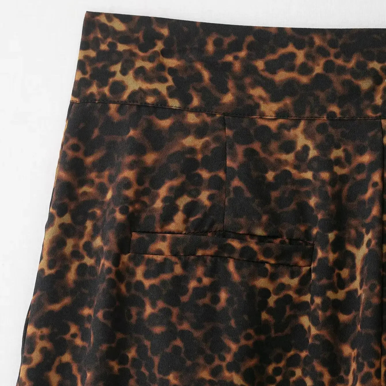 Celana Wanita Motif Hewan Model Kaki Lebar Pinggang Tinggi Motif Leopard Kancing Ritsleting Lipit Longgar Celana Musim Gugur Awal Celana Baru