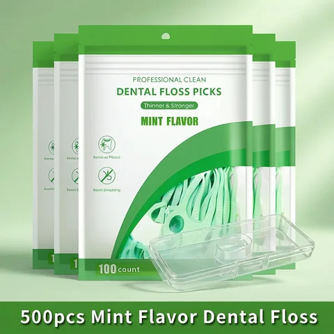 500/300/100/10pcs Mint Flavor Dental Floss Safe High-Grade Toothpick Stick  Toothpicks Ultrathin Peppermint Flavor Teeth Floss