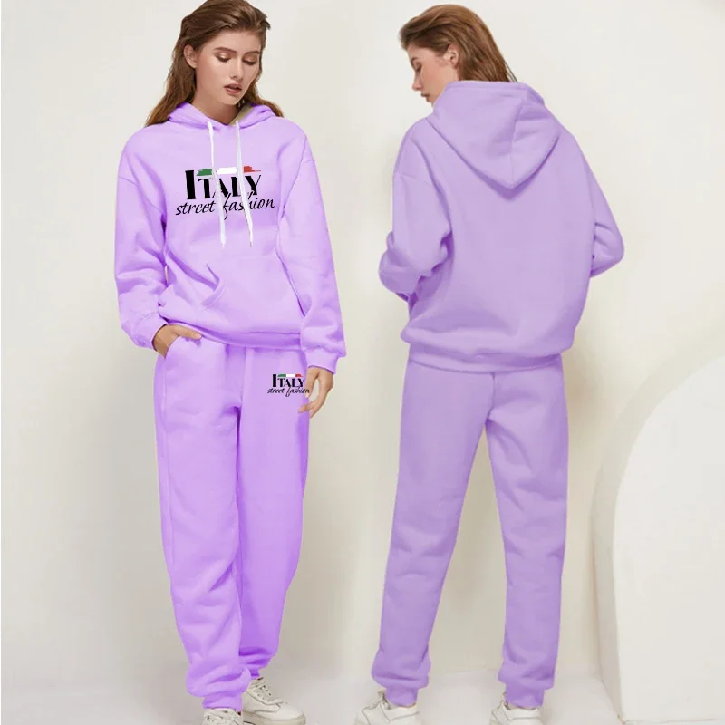 

2025 Womens Tracksuit Printing Casual Hooded Sweatshirt Suits Sports Jogging Pants Set Outdoors High Street Clothing Hot Sales