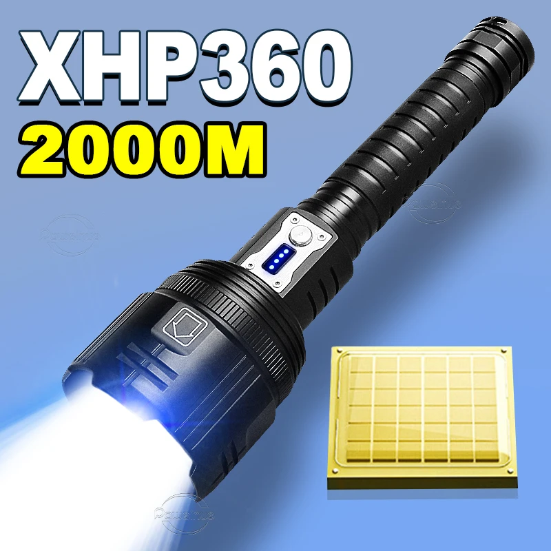 

Most Powerful XHP360 Flashlight High Lumen Super Bright Torch Rechargeable High Power Flashlight Outdoor Hunting Tactical Lamp