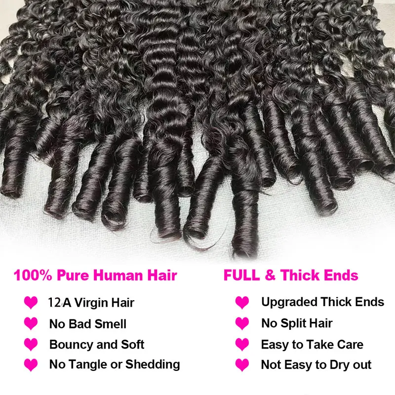Paquetes de cabello humano birmano rizado 12A, pixie curls, 100% virgen, 1/3 piezas, para cabeza completa 5