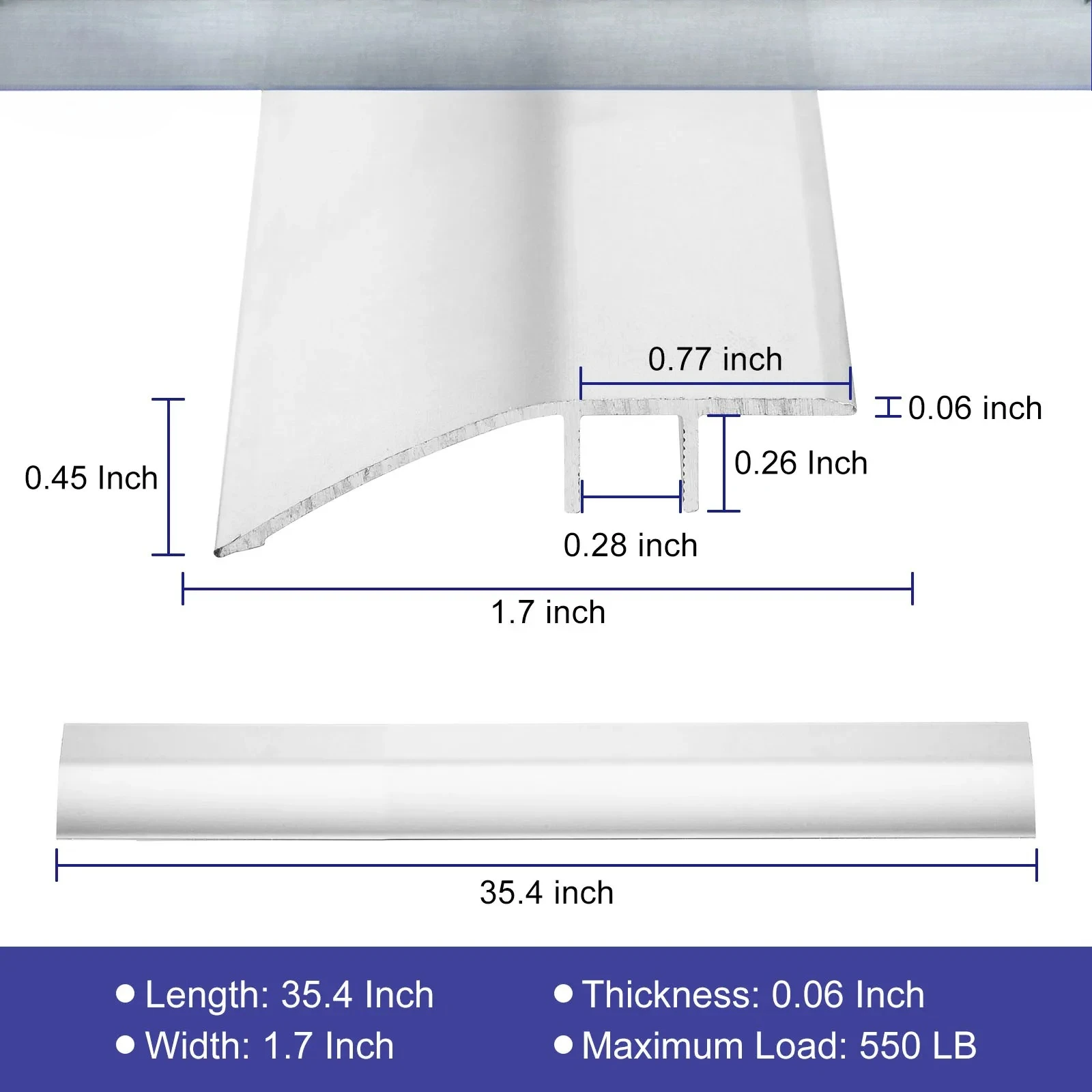 Uxcell Aluminum Floor Transition Strip Door Tile Carpet Tile Carpet Edging Strip for Laminate Doorway Edge 90cm Silver