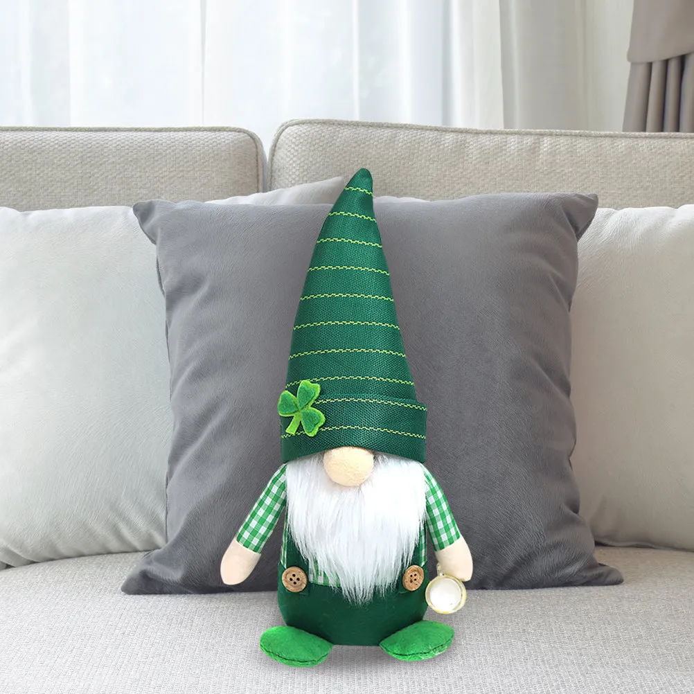 

St Patrick's Day Gnome Decoration Adorable Holiday Home Decor for Kids Adults Festive Party Atmosphere Warm Companion Desktop