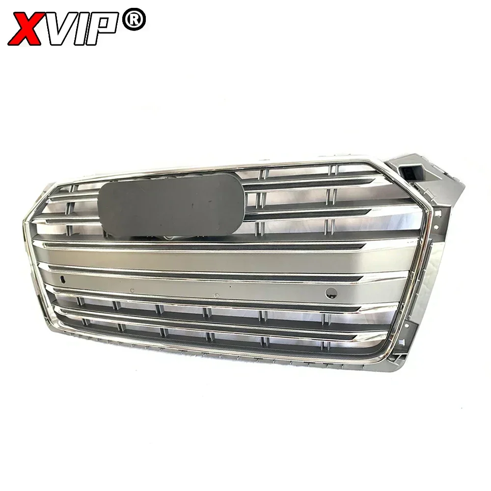 شبكة مصد سوداء لامعة XVIP مع حلقة كروم ، جزء بديل للشبكات العلوية لأودي A5 S5 F5 17-19 #4