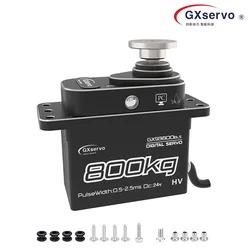 GXservo 800KG Guscio in alluminio CNC ad alta tensione Metal Gear Brushless impermeabile Servo gigante in scala 1/5 per modelli di grandi dimensioni