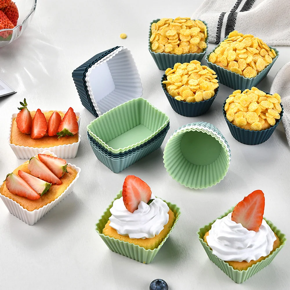 12/24 Pcs Silicone Muffin Cup Molds, Reusable Non-Stick Muffin Cupcake Baking Molds, Cupcake Liners, Kitchen Baking Gadgets