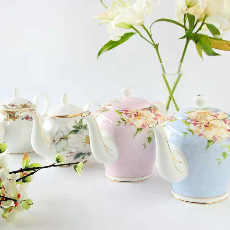 European Coffee Bone China Kettle Teapot English Afternoon Tea Set  Filter Ceramic Pot Water Jar For Household