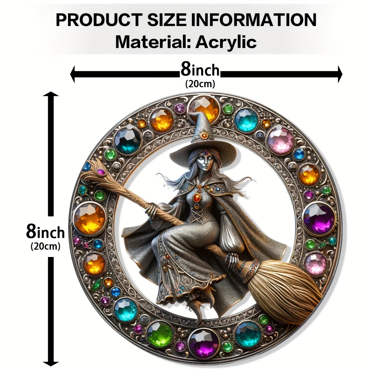 Classic Acrylic Witch Sun Absorber Window Decoration - Wizard Stained Glass style, Baroque Halloween decoration, home decor