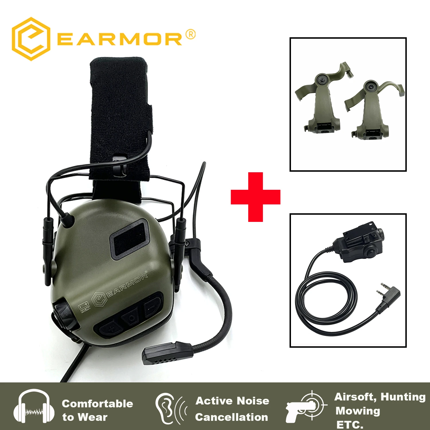 

НОВАЯ тактическая гарнитура EARMOR M32 SE, тактическая активная гарнитура, электронная защита слуха, гарнитура для военного шлема, NRR 22 дБ
