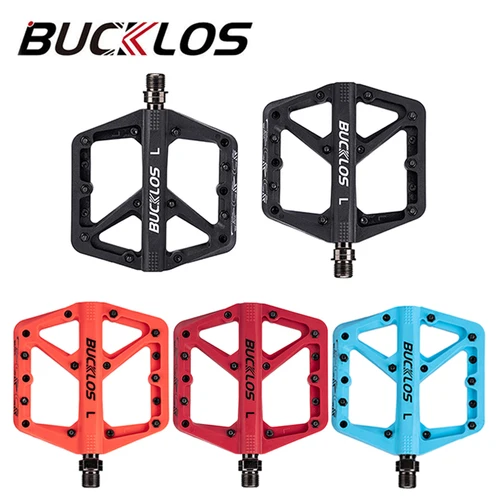 BUCKLOS-pedales planos para bicicleta, rodamientos DU, ligeros, Bmx, Pedal de bicicleta de montaña de aleación de aluminio, plataforma ancha antideslizante