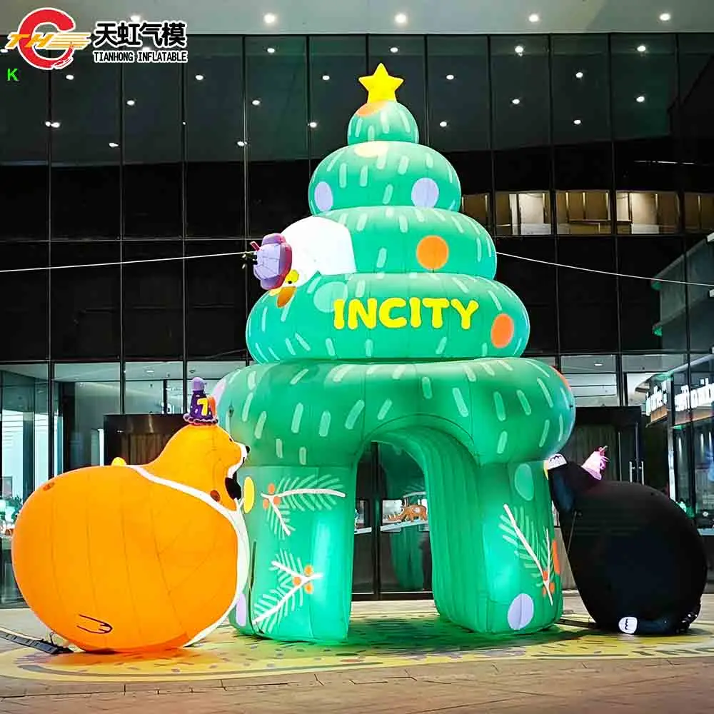

Fast Door Shiping Christmas Tree Inflatable Tunnel Tent Christmas Decoration Inflatable Christmas Dome Tent with Blower