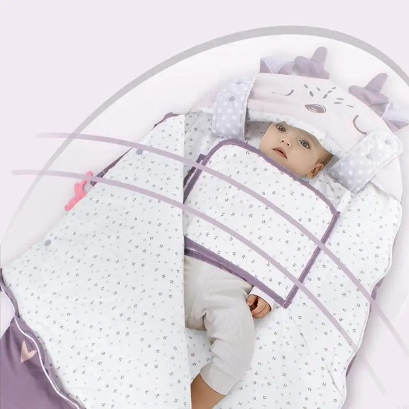 97BE Newborn Blanket Envelope Sleepsack Baby Hooded Sleeping Bag Stroller