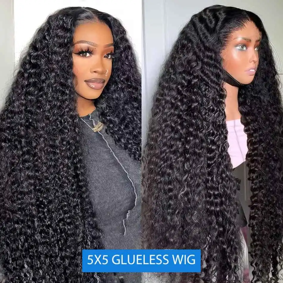 

40inch Loose Deep Wave Glueless 5x5 6x4 Ready to Wear Lace Closure Wig 180% Pre Plucked Water Curly Transparent Human Hair Wigs