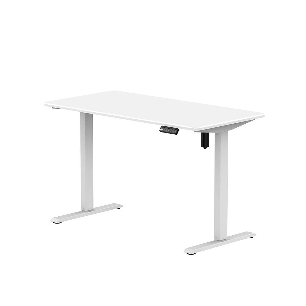 Minimalist Electric Single Motor Sit to Standing up Computer Desk White Frame Adjustable Height Standing Desk for Office Table