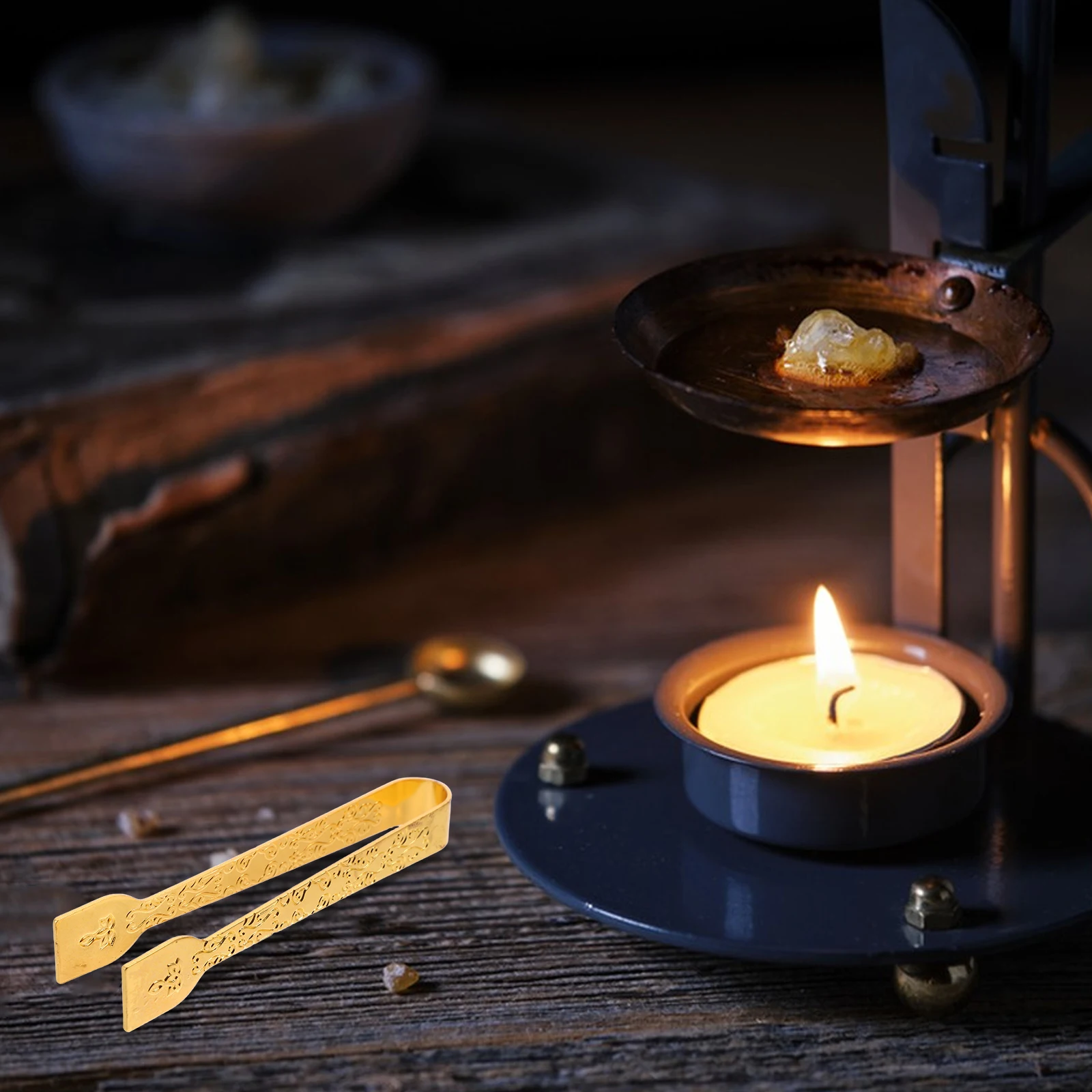 

6Pcs Gold Mini Metal Incense Tablets Tongs Heatproof Charcoal Clamp Resin Burner Tools Middle Eastern Censer Accessories