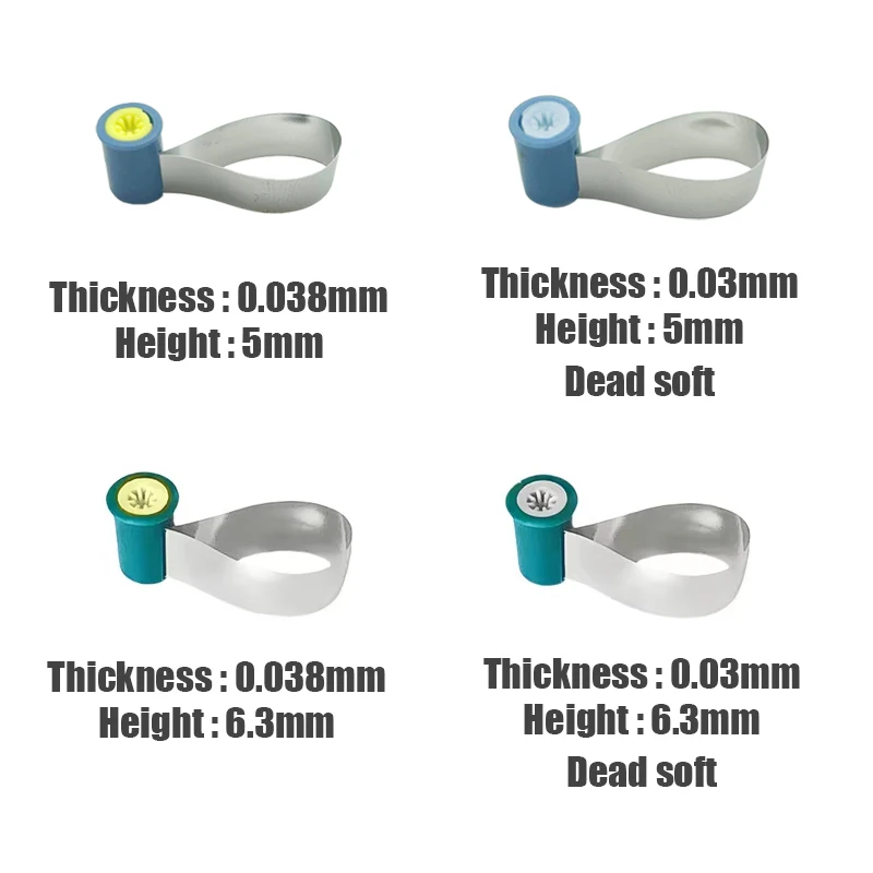 50Pcs New Dental Matrix Bands Height 5mm Double-Side Contoured Anatomically Shaped Matrix Bands Knob Type Stainless Steel Matrix